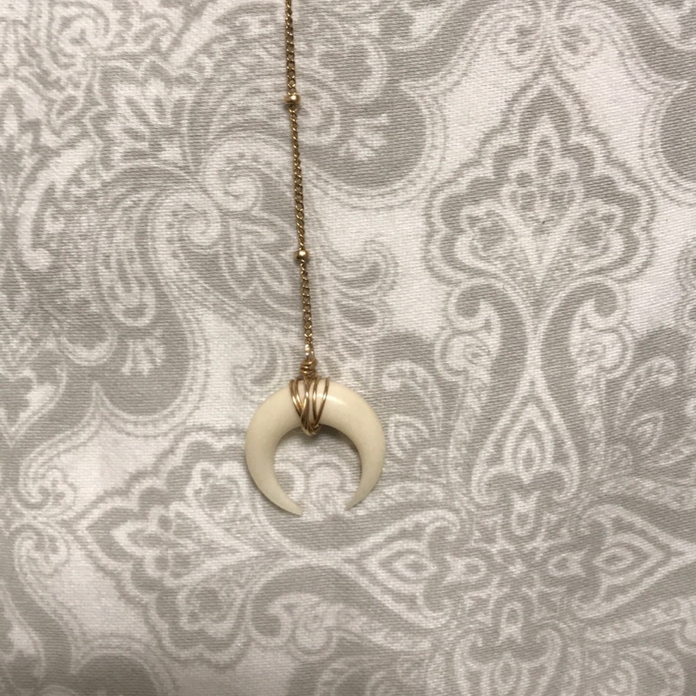 Gold Crescent Horn Necklace from Etsy